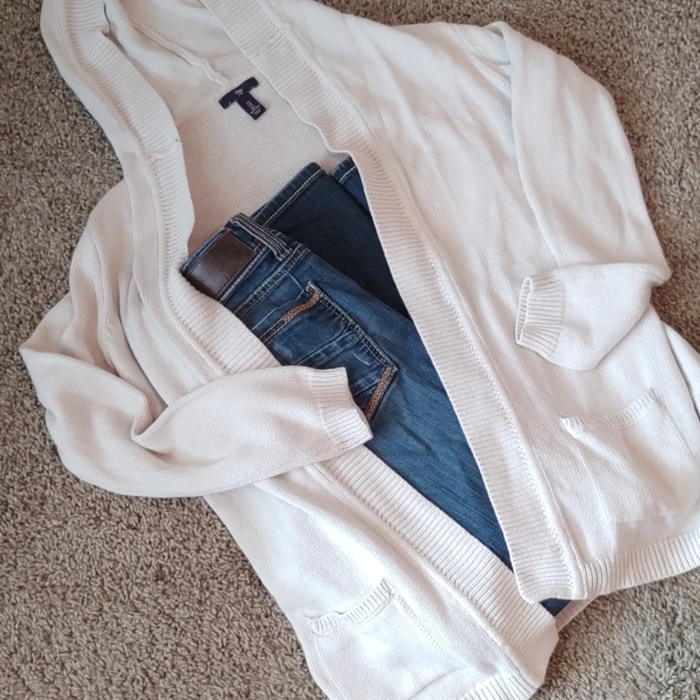Cream hoodie cardigan